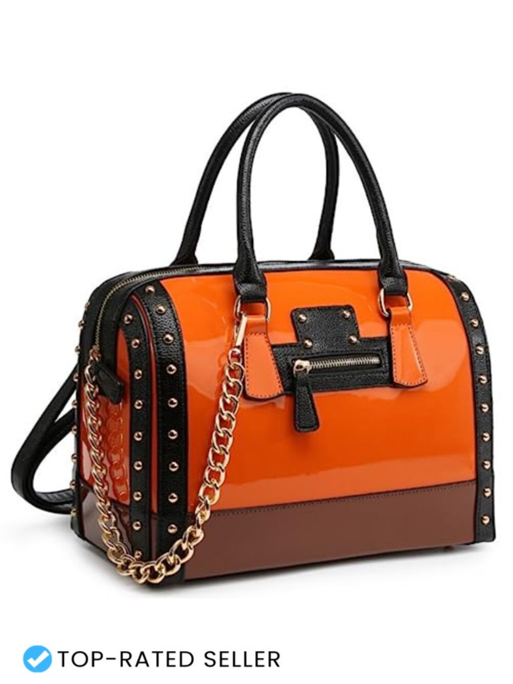 Women's Faux Leather Barrel Satchel Handbag Shoulder Purse Rivet Top Handle